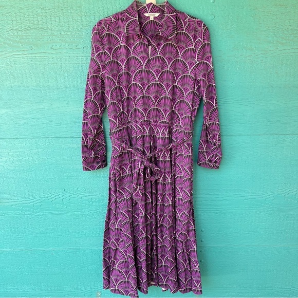TUCKERNUCK ALLYSON Purple 100% SILK Long Sleeve Wrap Dress SIZE SMALL LIKE NEW! - Picture 2 of 9